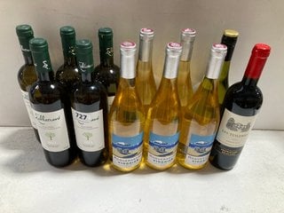 12 X ASSORTED BOTTLES OF WINE TO INCLUDE SAVATIANO DRY WHITE WINE 75CL ALC 12% (WE OPERATE A CHALLENGE 25 POLICY. 18+ ID MAY BE REQUIRED UPON COLLECTION/DELIVERY, E.G. A VALID PASSPORT OR PHOTO DRIVI