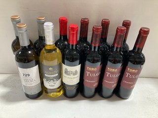 12 X ASSORTED BOTTLES OF WINE TO INCLUDE PINTA NEGRA RESERVA WHITE WINE 75CL ALC 12.5% (WE OPERATE A CHALLENGE 25 POLICY. 18+ ID MAY BE REQUIRED UPON COLLECTION/DELIVERY, E.G. A VALID PASSPORT OR PHO