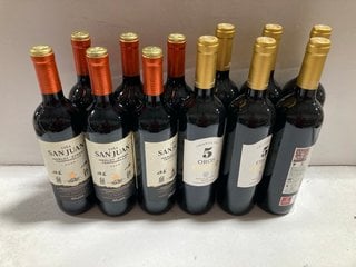 12 X ASSORTED BOTTLES OF WINE TO INCLUDE SAN JUAN MERLOT 75CL ALC 13.5% (PLEASE NOTE IF YOU OPT TO HAVE THIS LOT DELIVERED, THE BOX WILL NOT BE INCLUDED), WE OPERATE A CHALLENGE 25 POLICY. 18+ ID MAY