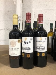 12 X ASSORTED BOTTLES OF WINE TO INCLUDE SOL DE CHILE 202 MERLOT RED WINE 75CL 13.5% ALC VOL (WE OPERATE A CHALLENGE 25 POLICY. 18+ ID MAY BE REQUIRED UPON COLLECTION/DELIVERY, E.G. A VALID PASSPORT