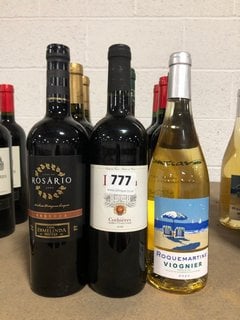 12 X ASSORTED BOTTLES OF WINE TO INCLUDE ROSARIO RESERVA RED WINE 75CL 14% ALC VOL (WE OPERATE A CHALLENGE 25 POLICY. 18+ ID MAY BE REQUIRED UPON COLLECTION/DELIVERY, E.G. A VALID PASSPORT OR PHOTO D