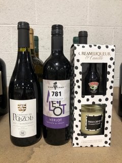 9 X ASSORTED WINE ITEMS TO INCLUDE VINEYARD MERLOT SMOOTH & FRUITY RED WINE 75CL 11% ALC VOL (WE OPERATE A CHALLENGE 25 POLICY. 18+ ID MAY BE REQUIRED UPON COLLECTION/DELIVERY, E.G. A VALID PASSPORT