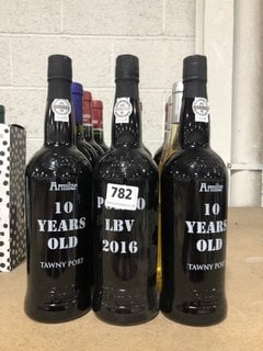 12 X ASSORTED BOTTLES OF ALCOHOLIC DRINK TO INCLUDE ARMILAR 10 YEARS OLD TAWNY PORT 75CL 20% ALC VOL (WE OPERATE A CHALLENGE 25 POLICY. 18+ ID MAY BE REQUIRED UPON COLLECTION/DELIVERY, E.G. A VALID P