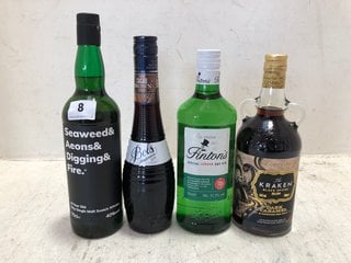 4 X ASSORTED ALCOHOLIC DRINKS TO INCLUDE THE KRAKEN BLACK SPICED RUM 70CL ALC 40% (WE OPERATE A CHALLENGE 25 POLICY. 18+ ID MAY BE REQUIRED UPON COLLECTION/DELIVERY, E.G. A VALID PASSPORT OR PHOTO DR