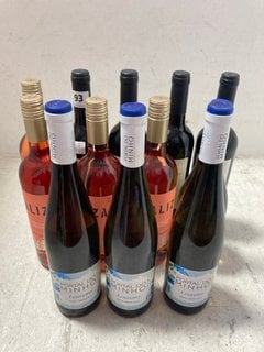 12 X ASSORTED BOTTLES OF WINE TO INCLUDE CALIZA TEMPRANILLO ROSADO 2022 75CL ALC 13.5% (WE OPERATE A CHALLENGE 25 POLICY. 18+ ID MAY BE REQUIRED UPON COLLECTION/DELIVERY, E.G. A VALID PASSPORT OR PHO