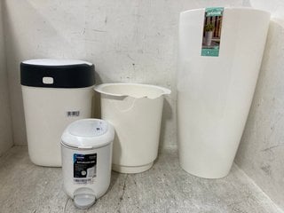 4 X ASSORTED HOUSE HOLD ITEMS TO INCLUDE ADDIS SMALL BATHROOM BIN IN WHITE , TOMMEE TIPPEE TWIST AND CLICK NAPPY DISPOSAL SYSTEM: LOCATION - H3