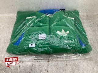 ADIDAS LOGO PRINT VELVET ZIP UP GILET VEST IN GREEN SIZE: 8 - RRP - £170: LOCATION - E0