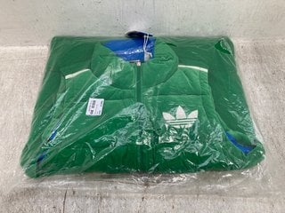 ADIDAS LOGO PRINT VELVET ZIP UP GILET VEST IN GREEN SIZE: 8 - RRP - £170: LOCATION - E0