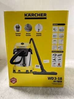 KARCHER WD3 - 18 WET AND DRY VACUUM CLEANER - RRP - £129: LOCATION - H12