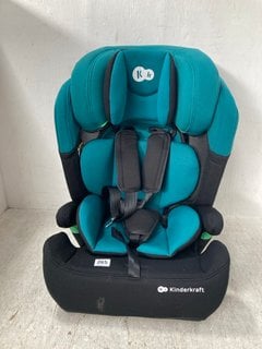 KINDERKRAFT HIGH BACK CHILDRENS CAR SEAT IN TEAL AND BLACK: LOCATION - H16