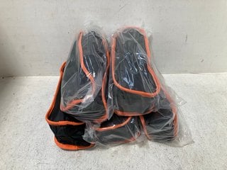 QTY OF SMALL METAL FRAME INSTALLATION KITS IN ORANGE AND BLACK: LOCATION - G8