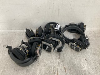 6 X PADDED HEADPHONE HEADSETS IN BLACK - COMBINED RRP - £300: LOCATION - G1