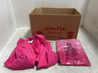 QTY OF ASSORTED CLOTHING TO INCLUDE ADIDAS TRACK PANTS IN PINK 12 (M) & COLLUSION BLAZER IN PINK UK - 8: LOCATION - G0