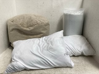 4 X ASSORTED BED ITEMS TO INCLUDE SET OF 2 SOFT TOUCH PILLOWS IN WHITE: LOCATION - H0