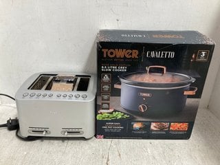 SAGE THE SMART TOASTER 4 SLICE TOASTER TO INCLUDE TOWER ROSE GOLD EDITION 6.5L SLOW COOKER IN GREY: LOCATION - H0