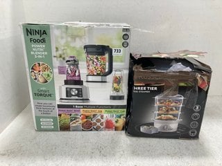 RUSSELL HOBBS THREE TIER FOOD STEAMER TO INCLUDE NINJA FOODI 3 IN 1 NUTRI BLENDER: LOCATION - F11