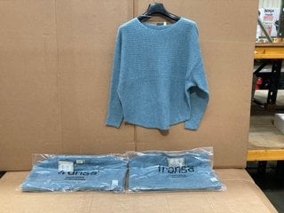 3 X FRANSA WOMENS FRERETTA KNITTED JUMPERS IN BLUE SIZE: S , M AND L: LOCATION - F13