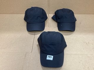 3 X TILLEY MESH AND FABRIC CAPS IN BLACK SIZE: L/XL - RRP - £210: LOCATION - F14