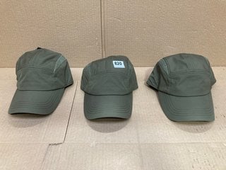 3 X TILLEY FABRIC AND MESH CAPS IN KHAKI - RRP - £210: LOCATION - F15