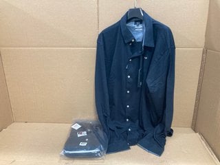 2 X FQ/1924 MENS LONG SLEEVE KNIT SHIRTS IN BLACK SIZE: 3XL - RRP - £140: LOCATION - F16