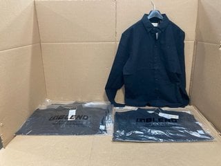 4 X BLEND MENS COLLARED BUTTON UP SHIRTS IN BLACK SIZE: M AND L - RRP - £112: LOCATION - F16