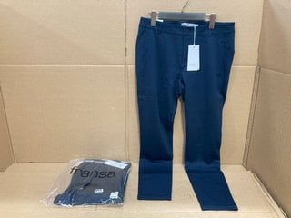 2 X FRANSA FRLANO TESSA HIGH WAIST FORMAL TROUSERS IN NAVY SIZE: 40'' - RRP - £100: LOCATION - F16