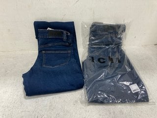 2 X ICHI WOMENS STRAIGHT LEG LONG DENIM JEANS IN MID WASH SIZE: 25 AND 26'': LOCATION - F17