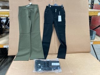 3 X ASSORTED WOMENS TROUSERS TO INCLUDE 2 X FRANSA FRZALIN 2 HIGH WAISTED JEANS IN BLACK SIZE: 38'': LOCATION - F18