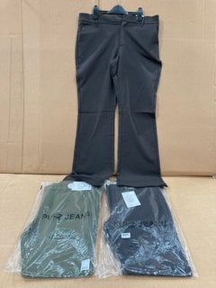 3 X PULZ JEANS WOMENS BOOTCUT LEG HIGH WAISTED TROUSERS IN GREEN AND BLACK SIZE: 44'' - RRP - £237: LOCATION - F18