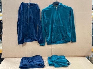 2 X B . YOUNG BYSTILLA SET 2 VELVET TRACKSUITS IN GREEN AND NAVY SIZE: XL: LOCATION - F18