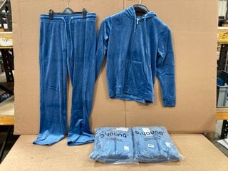 3 X B . YOUNG BYSTILLA SET 2 VELVET TRACKSUITS IN LIGHT BLUE SIZE: L: LOCATION - F18