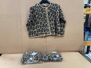 3 X ICHI WOMENS BIRCH LEOPARD PRINT JUMPERS IN BROWN MULTI SIZE: XS - S AND M - L - RRP - £267: LOCATION - F18