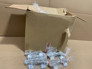 BOX OF LARGE PLASTIC SILVER DRAWER HANDLES: LOCATION - G21