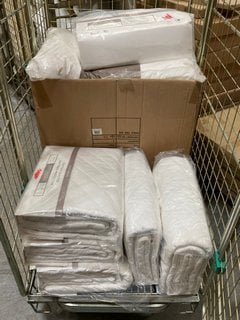 CAGE OF ASSORTED JOHN LEWIS & PARTNERS BEDDING ITEMS TO INCLUDE NATURAL COTTON QUILTED DOUBLE MATTRESS PROTECTOR (CAGE NOT INCLUDED): LOCATION - D7