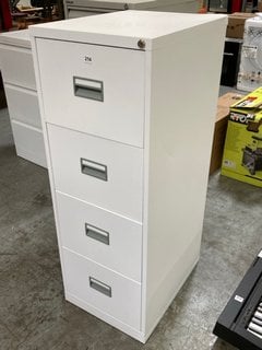 4 DRAWER TALL LOCKABLE FILING CABINET IN WHITE AND GREY: LOCATION - B9