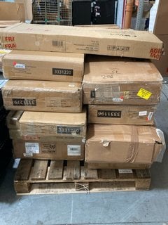 PALLET OF ASSORTED INCOMPLETE FLAT PACK FURNITURE COMPONENTS: LOCATION - B10 (KERBSIDE PALLET DELIVERY)