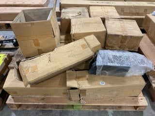 PALLET OF ASSORTED HARDWARE COMPONENTS TO INCLUDE STONE STYLE BLOCK IN BLACK GRANITE EFFECT FINISH: LOCATION - A2 (KERBSIDE PALLET DELIVERY)