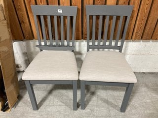 PAIR OF JOHN LEWIS & PARTNERS WILTON SLATTED STYLE DINING CHAIRS IN GREY AND NATURAL - RRP £148: LOCATION - A3