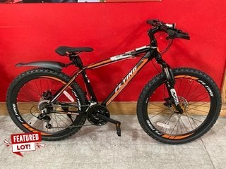 MASERA FLYING MOUNTAIN BIKE WITH SHIMANO GEARS IN BLACK AND ORANGE FINISH - RRP £279: LOCATION - C3