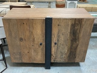 RECLAIMED STYLE 2 DOOR STORAGE CABINET IN NATURAL RUSTIC RECLAIMED STYLE WOOD AND BLACK IRON FINISH: LOCATION - D7