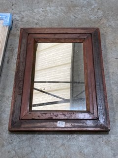 RUSTIC STYLE RECTANGULAR WALL MIRROR IN RECLAIMED STYLE AGED WOOD FRAME: LOCATION - D7