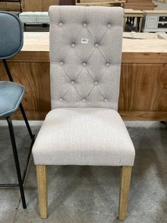 TALL BACK FABRIC DINING CHAIR IN LIGHT GREY: LOCATION - D7