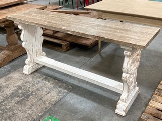 RUSTIC STYLE FARMHOUSE ENTRYWAY TABLE IN WHITE/OAK: LOCATION - D7