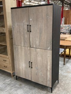 (COLLECTION ONLY) 4 DOOR HIGHBOARD RUSTIC STYLE WOODEN CABINET: LOCATION - C3