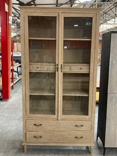 (COLLECTION ONLY) ANTIQUE RUSTIC STYLE GLAZED DISPLAY CABINET: LOCATION - C3