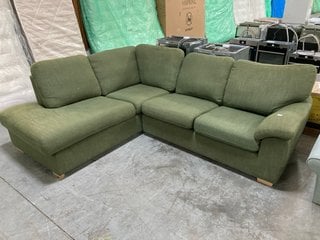 JOHN LEWIS & PARTNERS CAMDEN LARGE 3 SEATER LEFT HAND FACING CHAISE END CORNER SOFA IN GREEN FABRIC - RRP £1998: LOCATION - A5