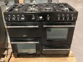 BELLING FARMHOUSE RANGE COOKER IN BLACK AND CHROME : MODEL BELFARMHOUSEX100G - RRP £1293: LOCATION - C8