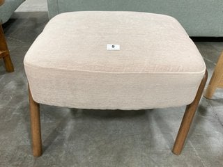 JOHN LEWIS & PARTNERS HENDRICKS FOOTSTOOL IN NATURAL FABRIC AND DARK STAINED OAK FINISH - RRP £378: LOCATION - A5