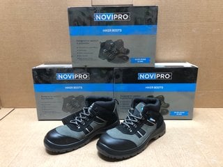 3 X NOVIPRO LIGHTWEIGHT SUEDE LEATHER HIKER BOOTS SIZE 8: LOCATION - AR2