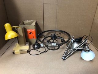 QTY OF ASSORTED LIGHTING ITEMS TO INCLUDE JOHN LEWIS & PARTNERS ANYDAY BRANDON TASK LAMP: LOCATION - BR7